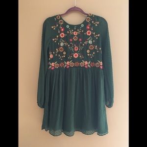Zara embellished dress boho forest green